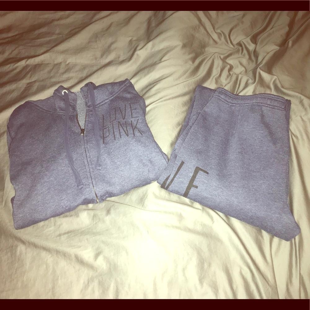 PINK zip up sweatshirt and sweatpants